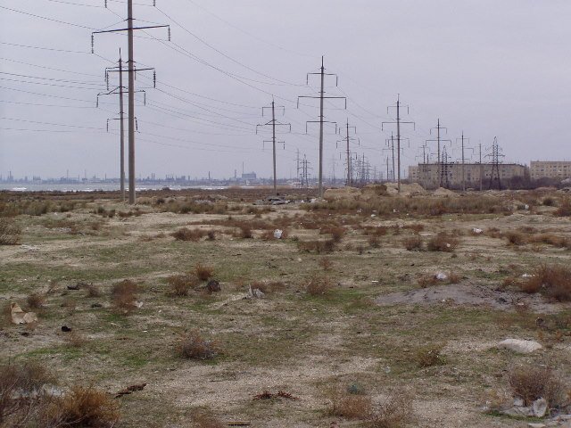 
 noch ein Eindruck vom Windpark in Sumgayit. Im Hintergrund die Stadt am kaspischen Meer